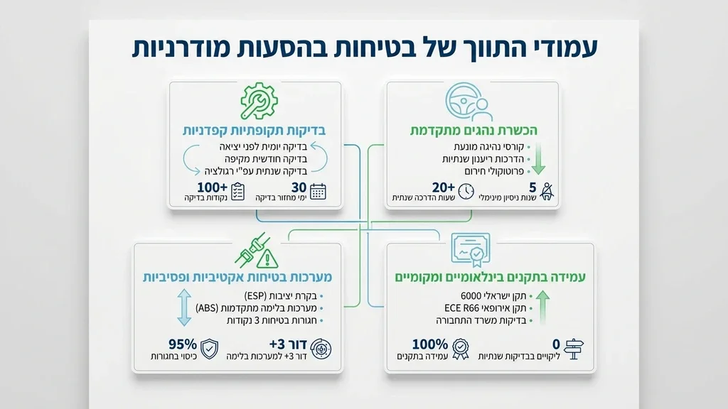 מערכות בטיחות מתקדמות בתוך רכב הסעות