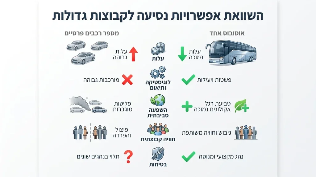 אוטובוס תיירים מודרני נוסע בכביש נופי פתוח